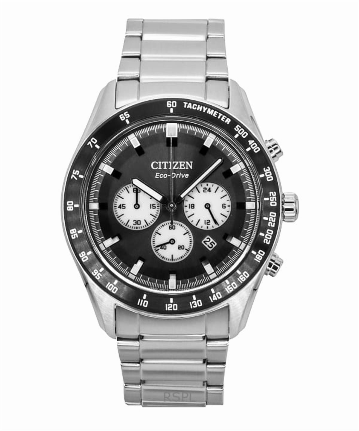 Citizen Eco-Drive 42mm Black PVD Steel Gray Dial Quartz Mens Watch