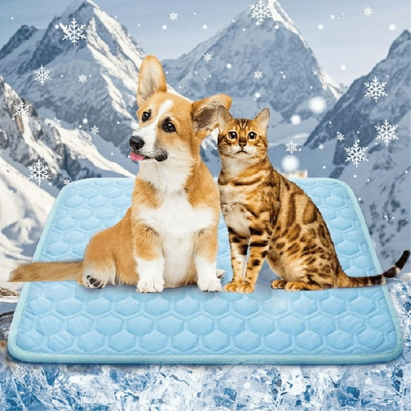 HOMYHANDS Pet cushions,Dog Cooling Mat Pet Cooling Mat for Dogs Cat Summer Self Cooling Mat Ice Silk Chill Pads Washable Cooling Bed Cooling Cushion for Kennel Crate Car Seat Puppy, Blue