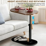LUOLUO C - Shaped End Table, 360° Rotating Adjustable Height Couch Side Tables for Sofa/Bed/Bathtub (Vintage)