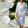 thumbnail image 5 of DISNIMO Floral Printed Maxi Dresses for Women Loose V Neck Dress Lightweight 3/4 Sleeve Midi Dress Fashion Long Shift Dresses, M, 5 of 6