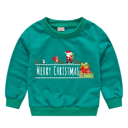 

Herrnalise Autumn Winter Baby Boys Girls Christmas Cartoon Print Round Neck Pullover Sweatshirt