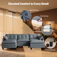 thumbnail image 3 of Amsleekey 111.5" Modular Sectional Sofa with 2 Movable Ottomans, U-Shaped Modern Corduroy Cloud Couch for Living Room, Comfy Deep Seat, Grey, 3 of 10
