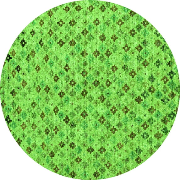 Ahgly Company Indoor Round Abstract Green Modern Area Rugs, 8' Round