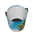 thumbnail image 3 of PAYOHTO Foldable Laundry Room Hamper Bucket Waterproof Bathroom Basket for College Student Living Room Storage Pillows Blankets Palm Trees on Tropical Beach, 3 of 8