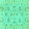 thumbnail image 1 of Ahgly Company Indoor Square Oriental Turquoise Blue Traditional Area Rugs, 3' Square, 1 of 4