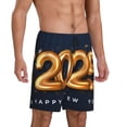 thumbnail image 2 of Kdxio 2025 Happy New Year 6 Print Mens Sleep Shorts Bottoms Soft Comfy Pajama Wear Pants with Drawstring Pockets, 2 of 5