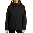 thumbnail image 6 of thefmos Women's Long Sleeve Jacket with Hood Trendy Solid Color Zip Up Outerwear Warm Lightweight Insulated Windbreaker Casual Fall Winter Clothes, Black L, 6 of 6