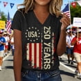 thumbnail image 2 of MuXiKeJi Clothes American Flag 3/4 Sleeve V Neck Shirt for Women 4th of July Independence Day Graphic Long Sleeve Tee Summer Patriotic Tops, 2 of 5