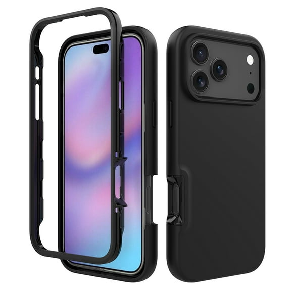 Decase for iPhone 17 Pro Max Case,Hybrid PC TPU Protective Case,Shock-Absorbent Slim 2 in 1 Hard Glossy Cover,Heavy Duty Rugged Case,Black