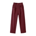 thumbnail image 2 of Tqcoqu Womens Linen Palazzo Pants Summer Wide Leg High Waisted Drawstring Casual High Waist Lounge Pant with Pockets,Wine,Women's S-XXL, 2 of 6