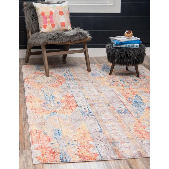 Unique Loom Prado Basilica Contemporary Distressed Area Rug or Runner