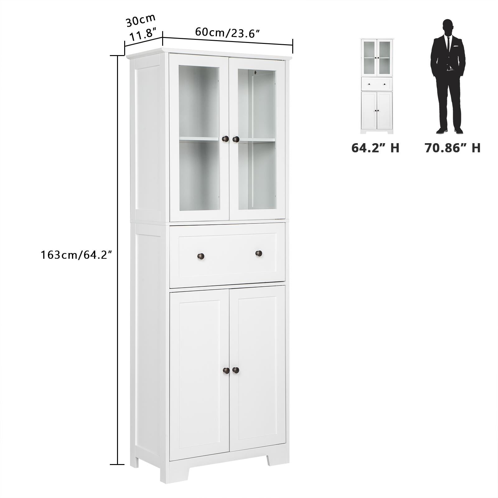 Ktaxon Bathroom Cabinet with 4 Doors 1 Drawer, Large Storage Organizer w/ 2 Adjustable Shelves for Office Living Room, White