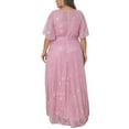 thumbnail image 3 of Agnes Orinda Women's Plus Size Easter Wedding Guest Dress Ruffled Short Sleeves Mesh Embellishment Evening Gowns Formal Party Maxi Dresses with Belt 3X Pink, 3 of 6