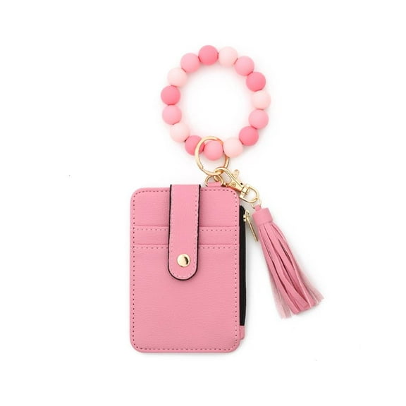 Silicone Card Organizer Wristlet with Tassels Ornament Coin Purse