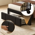 thumbnail image 4 of UHOMEPRO Queen Size Bed Frame with Storage Headboard, Upholstered Queen Bed Frame with Drawers, LED Lights, Charging Station, Black Corduroy Platform Bed Frame, No Box Spring Needed, 4 of 6