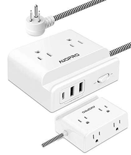 AUOPRO 4 Way Plug Extension Extension Lead with USB Slots 
