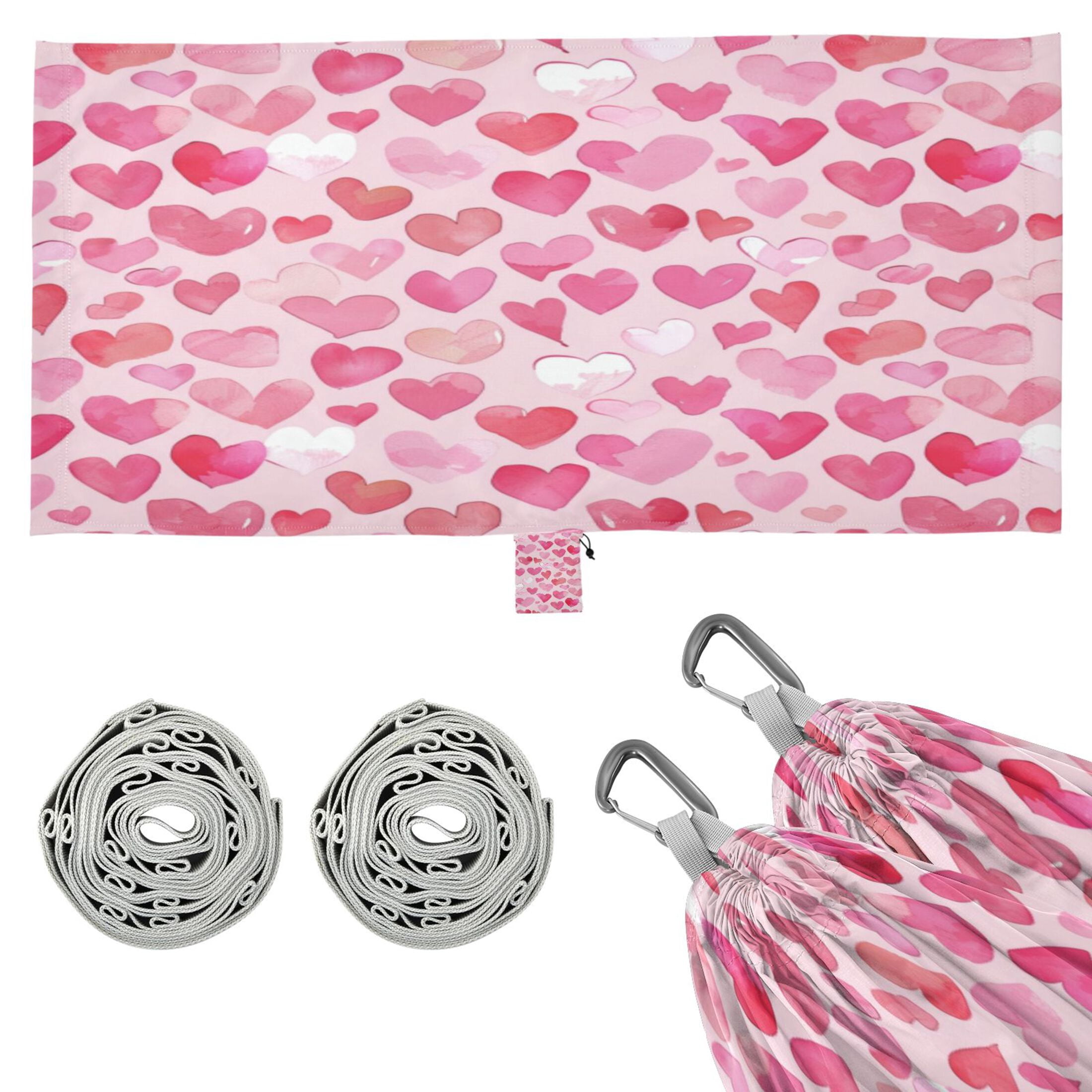 Hammock Camping Hammock Nylon Portable Hammock Travel Camping Hammock Cartoon Pink Hearts Seamless