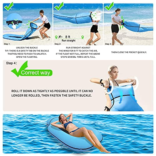 Yellow LOVEYIKOAI Water Lounger Hammock Pool Float Inflatable Rafts Swimming Pool Air Lightweight Floating Chair Portable Swimming Pool Mat Suitable for Adults and Kids 