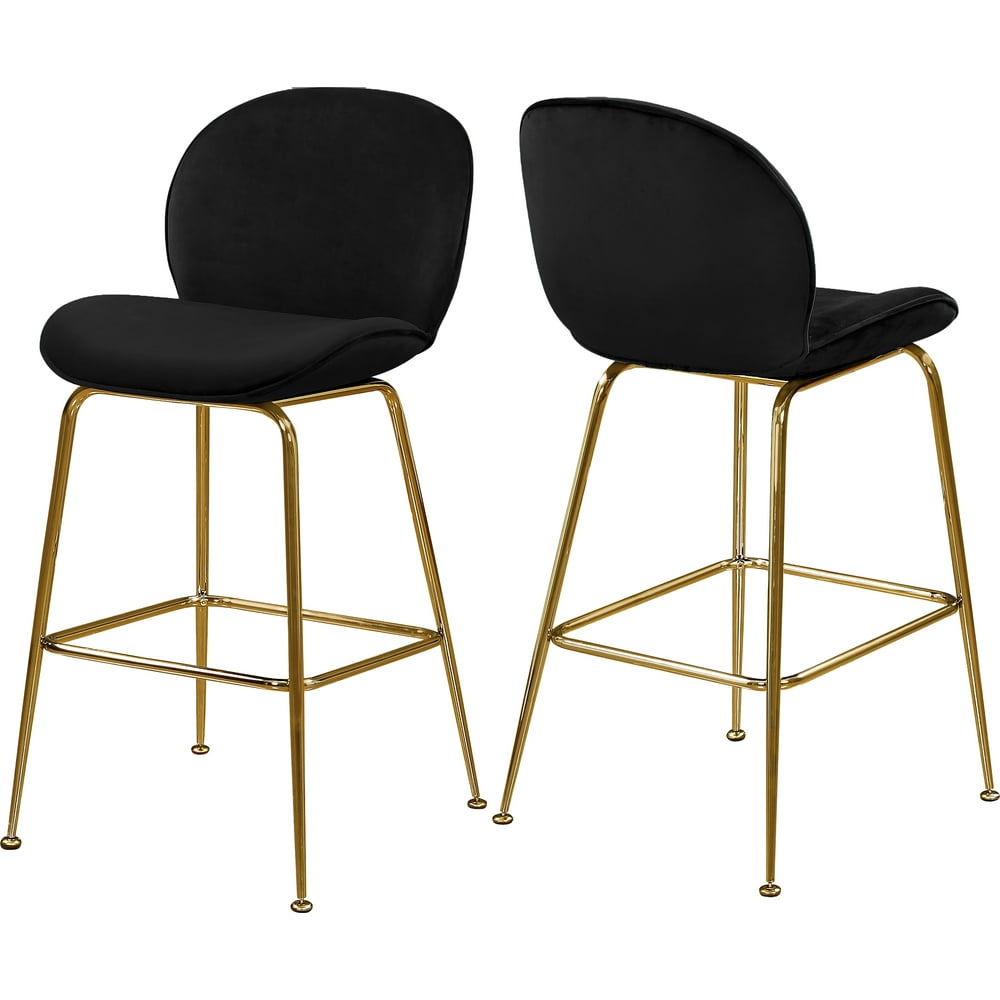 Paris Black Velvet Stool, Set of 2ColorBlack Velvet,FinishGold,Style