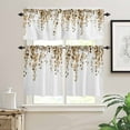 thumbnail image 2 of Spring Kitchen Curtains and Valances Set, Watercolor Brown Eucalyptus Leaves Botanical Plant Rod Pocket Window Valance Window Curtain Panels for Living Room Bedroom Laundry, 27.5x24in, 3 Pieces, 2 of 7