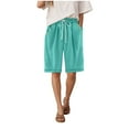 thumbnail image 5 of vigerkar Women Bermuda Shorts Knee Length High Waisted Shorts Summer Casual Capri Pants with Pockets (Light Green, M), 5 of 6