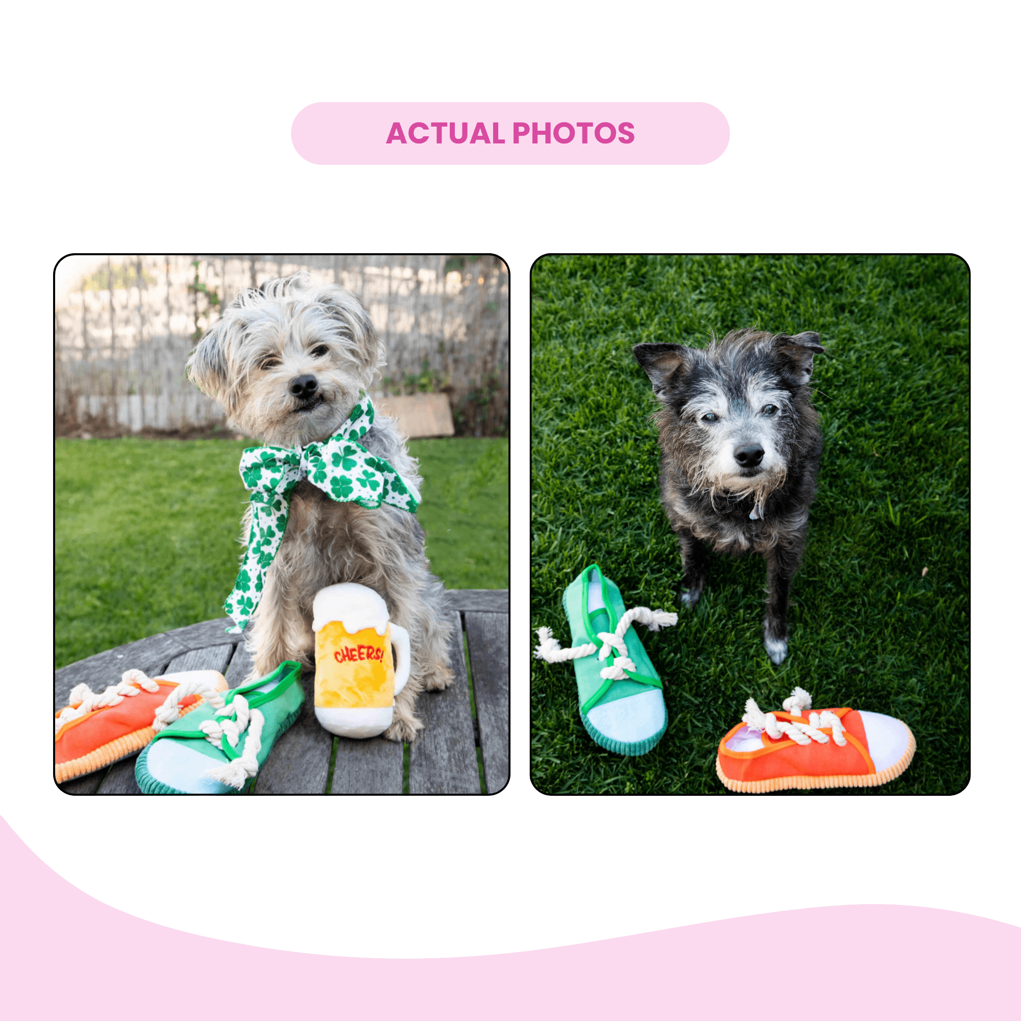 Glow Pups Squeaky Shoes Flexible 2-Piece Dog Toy Pair with 2 Dog Toys, Multicolor Shoes Shape Medium