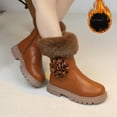 thumbnail image 4 of NAISIBABY Girls Winter Boots, Side Zipper Mid-Cut Fluffy Warm Fashion Princess Boots Brown, 4 of 8