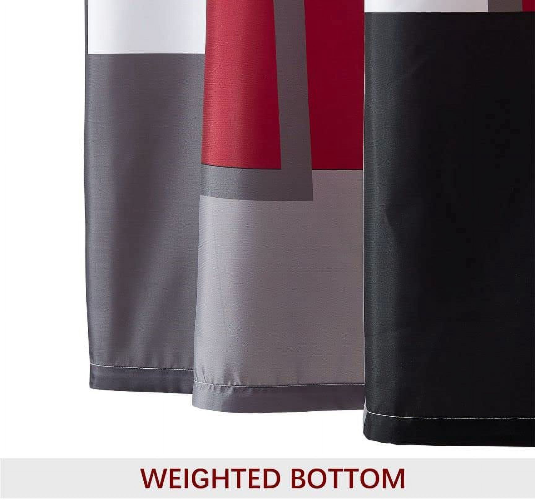 Modern Geometric Shower Curtain Red,RED and Black White Waterproof Shower Curtain Set for Bathroom Restroom with 12 Metal Hooks, 72 x 84 inch