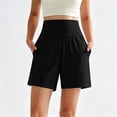 thumbnail image 5 of IUYRTFE Women High Waist Yoga Shorts with Pockets Stretch Elastic Waist Workout Bottoms for Gym Running, 5 of 6