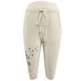 thumbnail image 2 of Gomelly Women Cropped Pants Mid Waist Bottoms Casual Lounge Pant Ladies Baggy Summer Tapered Apricot XS, 2 of 3