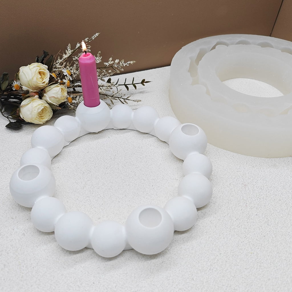 lanema Hand-Making Silicone Mold Sphere Candle Base Moulds Silicone Candle Holder Molds