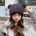 thumbnail image 2 of Gorro de lana con forma de oso para mujer, estilo coreano, tejido con letras, gorro cálido y resistente al frío para hombre, 2 of 4