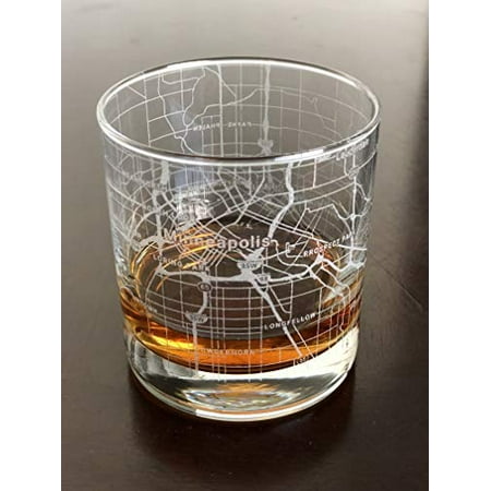 

Rocks Whiskey Old Fashioned 11oz Glass Urban City Map Minneapolis Saint Paul Minnesota