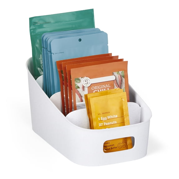 YouCopia ShelfBin Packet Organizer, 4-Tier Stairstep Divided Bin Storage Caddy