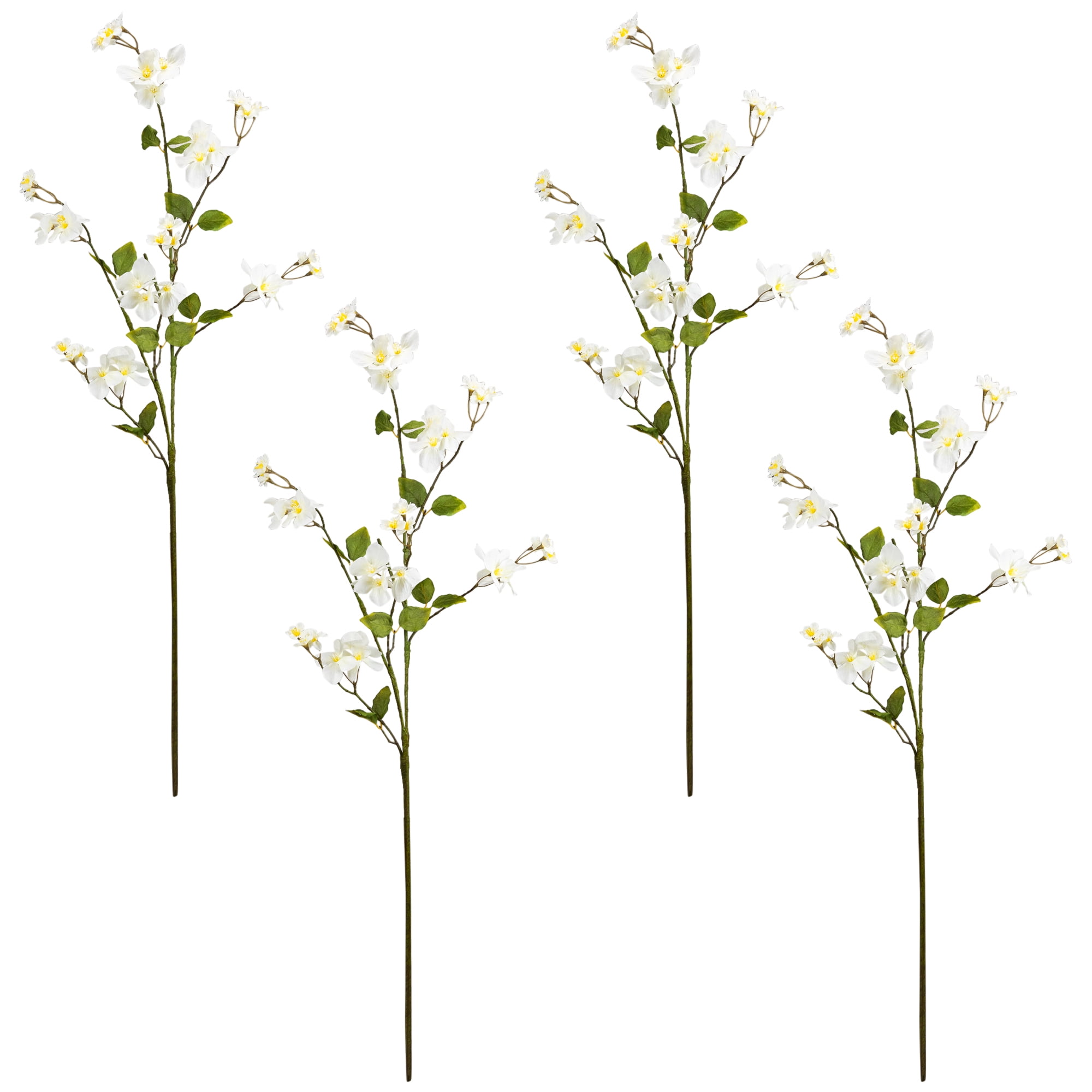 Japanese Anemone Artificial Floral Sprays - 45.5" - White and Yellow - Set of 4