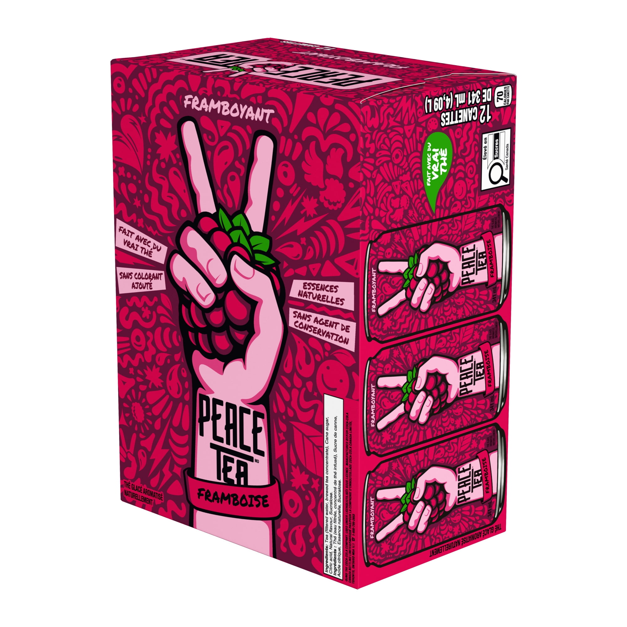 Peace Tea Razzleberry Cans, 341 mL, 12 Pack, 12 x 341 mL