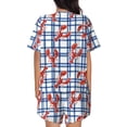 thumbnail image 4 of Womens Pajama Sets With Pocket, Crayfish Plaid Lounge Sets Short Sleeve Sleepwear PJ Sets for Women, 4 of 6