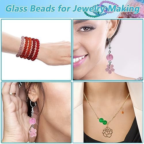 700 Pcs 8mm Glass Beads for Jewelry Making,28 Colors Crystal Beads Bracelet Kit for Bracelet Jewelry Making and DIY Crafts