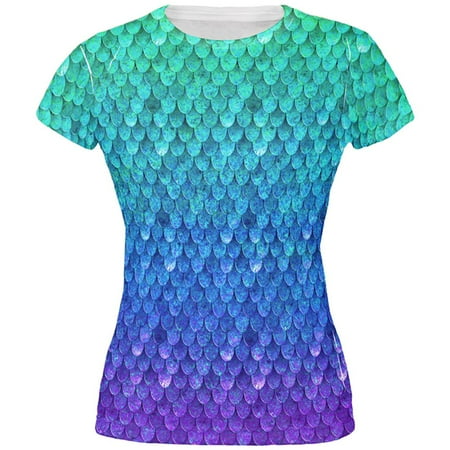 Shirt Halloween Plush - Halloween Mermaid Scales Costume All Over Juniors T Shirt