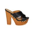 thumbnail image 2 of Qupid BH51 Women Leatherette Studded Cross Band Platform Heel Sandal, 2 of 5