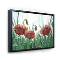 thumbnail image 3 of Three Red Bright Poppy Flowers On A Green Meadow 32 in x 24 in Framed Painting Canvas Art Print, by Designart, 3 of 5