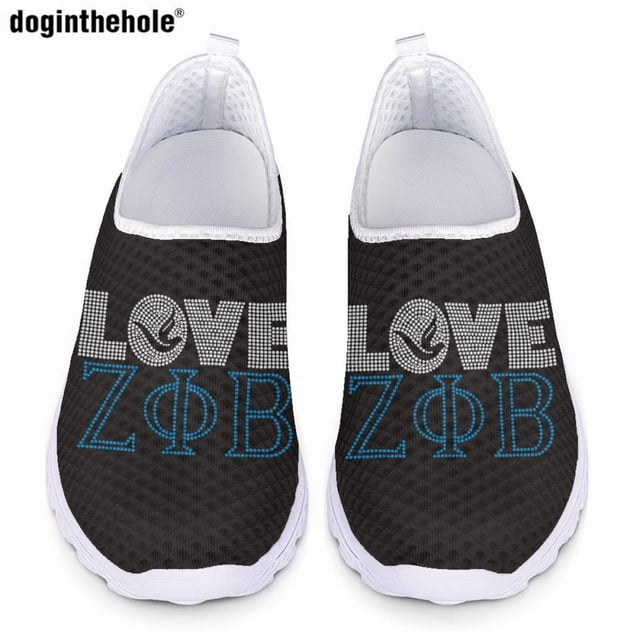 Zapatillas de deporte informales de verano Doginthehole para mujer, zapatos planos sin cordones de malla ligera y transpirable de la hermandad Phi Beta Sigma