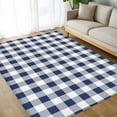thumbnail image 4 of 5x7 Area Rugs, Navy Blue White Plaid Non-Skid Rubber Backing Large Rectangle Rugs - Living Room Bedroom Home Office, Farmhouse Checkered Buffalo Indoor Floor Mat Carpets Washable Rug, 4 of 9