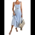 thumbnail image 2 of Vestido Midi de Verano con Tirantes Finos, Botones y Lazo Frontal para Mujer, Estampado Floral Azul M, 2 of 10