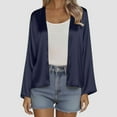 thumbnail image 6 of Kilaqueen Women's Long Sleeve Open Front Cardigan Solid Color Silk Vintage Short Cardigan Lightweight Soft Comfy Cropped Shrug Bolero Cardigan for Dress, 6 of 8