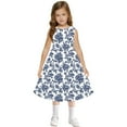 thumbnail image 7 of Spazoro Little & Big Girls A-Line Dress, Sleeveless 2025 New Style Floral Print Crew Neck Summer Dresses for Child Girls Blue Size 13 T, 7 of 7