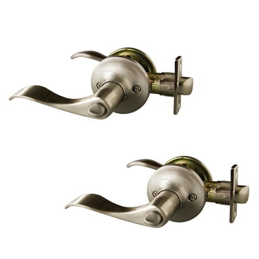Design House 190488 Stratford 6-Way Universal Privacy Bed and Bath Door Lever Satin Nickel 2-Pack