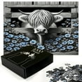 thumbnail image 3 of Ambesonne Rustic Jigsaw Puzzle, Monochrome Farmhouse Cow, Heirloom-Quality Fun Activity for Family Durable Cardboard, 1000 pcs, Grey Black and Blue, 3 of 5