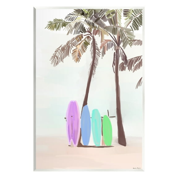 Stupell Industries Surfboards on Palm Trees Sports Painting Unframed Art Print Wall Art, 10 x 15