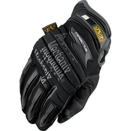 Medium Leather Glove - Mechanix Wear Medium Black M-Pact 2 Full Finger Synthetic Leather Anti-Vibration Gloves With Neoprene Hook And Loop Wrist, EVA Foam Padded Impact Zones And Rubberized Panels On Thumb, Fingertips